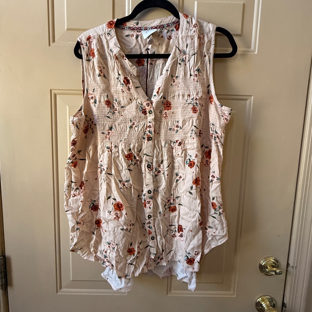 Knox Rose Floral Button-Down Blouse - Cream and Red